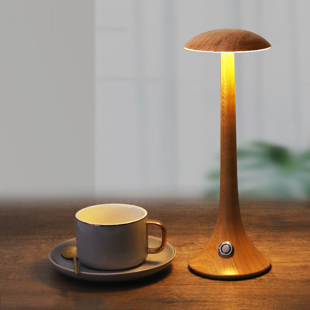 MushLume – Stylish Wooden Table Lamp with Wireless Flexibility