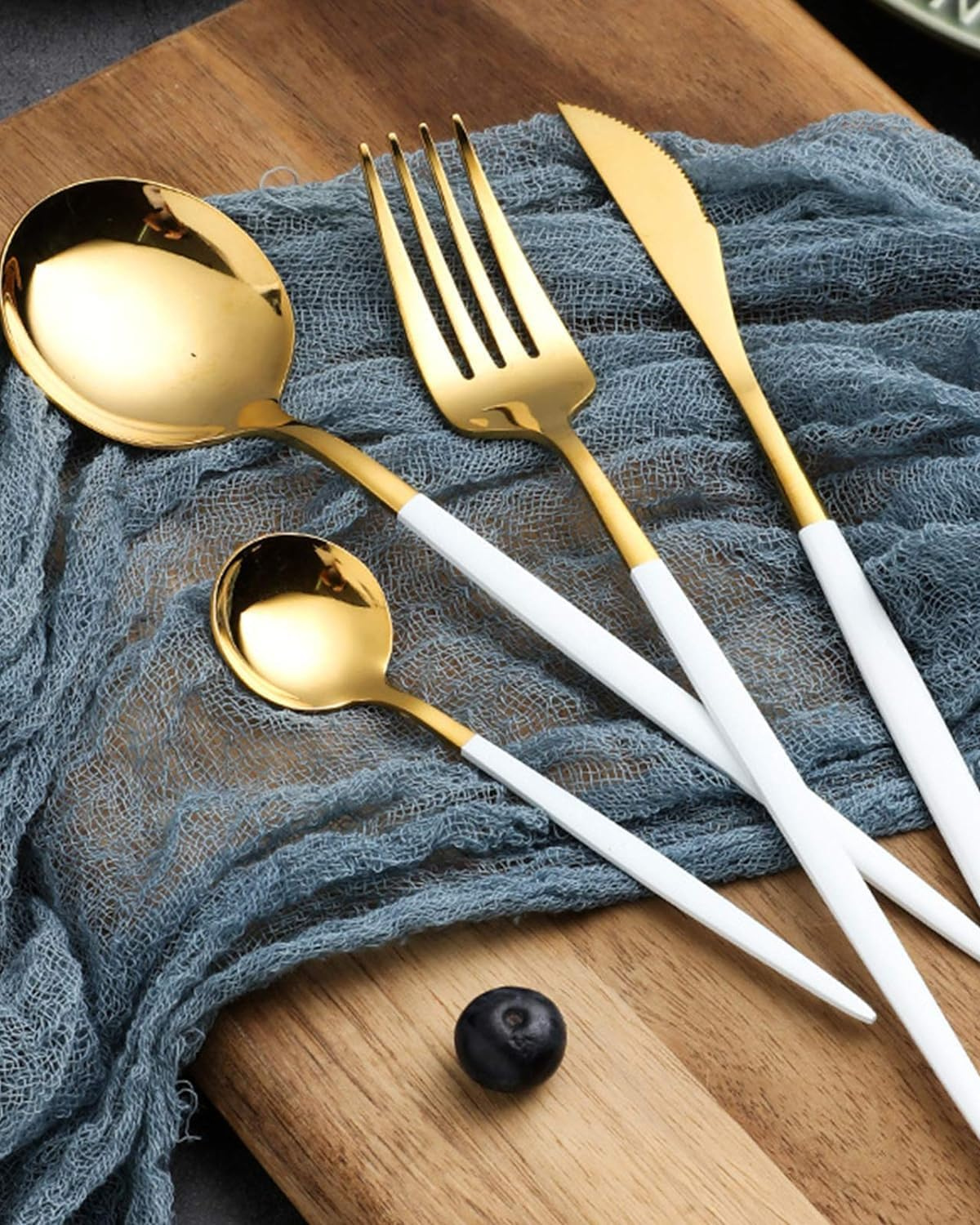 La Lumine – Luxury Cutlery Set with Gold Accents & Matte Black Handles