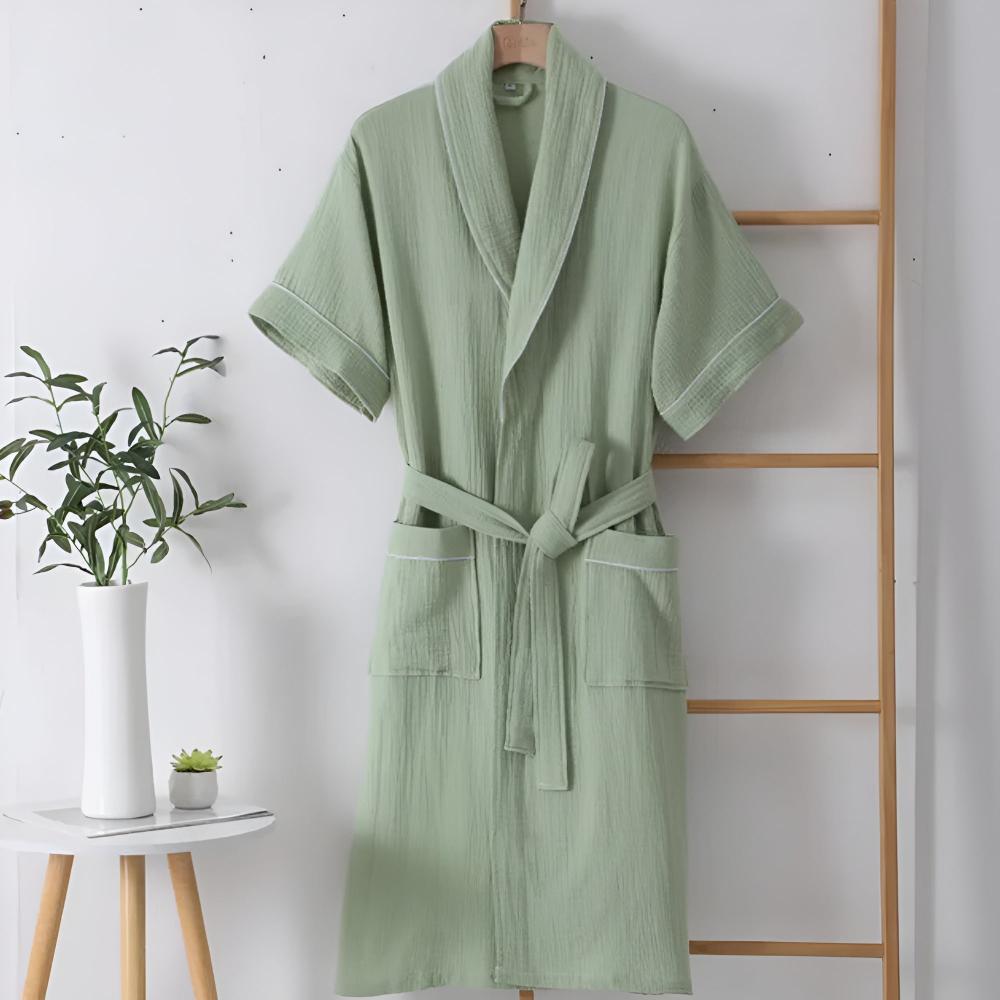 LumiLounge Luxe Cotton Bathrobe with Short Sleeves – For a Fresh and Stylish Summer Look