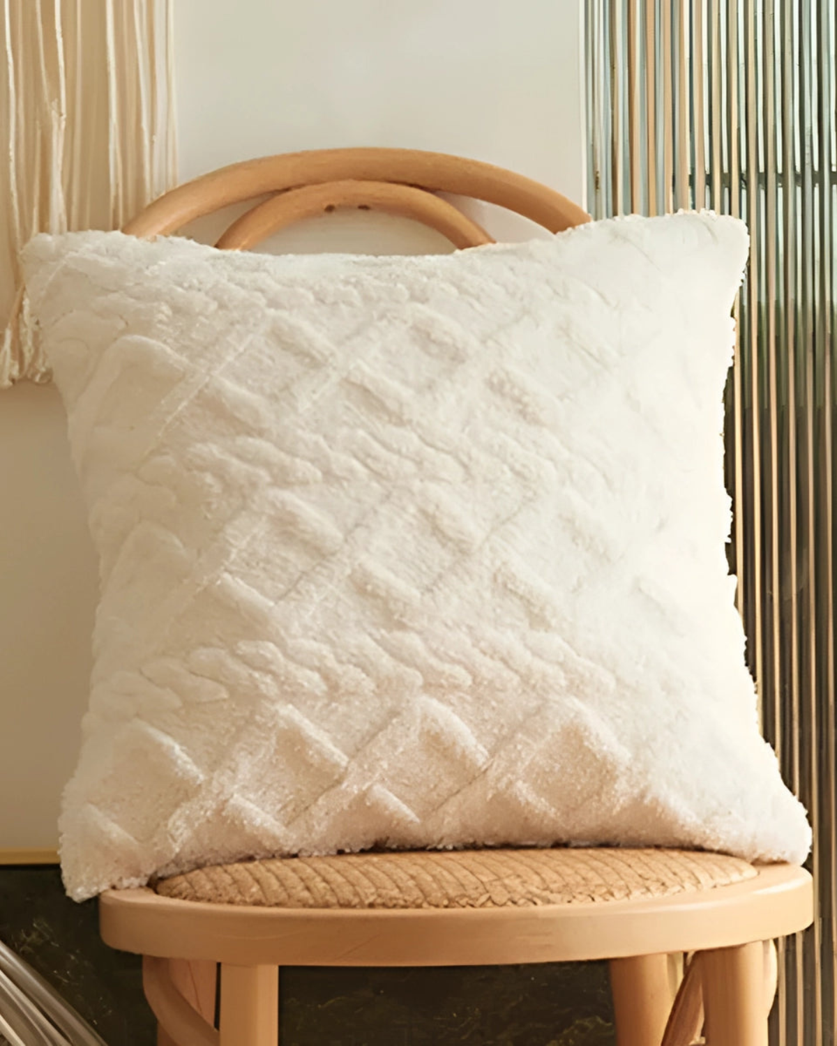 ZenWeave – Luxe Relief Cushion with Subtle Geometric Design for a Stylish Interior