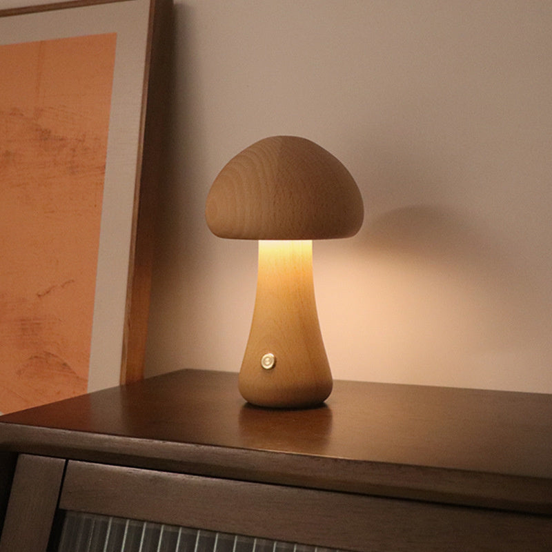 MushRoomGlow – Vintage Table Lamp with Wooden Design for a Cozy Atmosphere