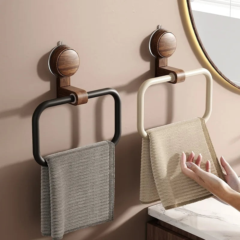 WaldenLuxe Elegant Towel Holder – Stylish Design with Walnut Accents