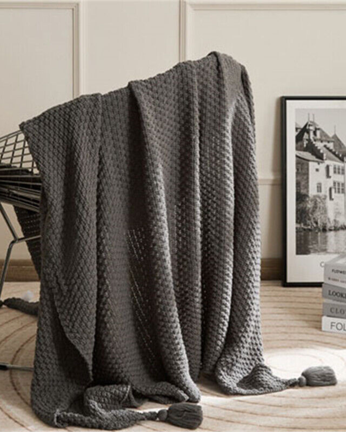 Rêve Maison – Luxury Knitted Throw with Subtle Fringe Details