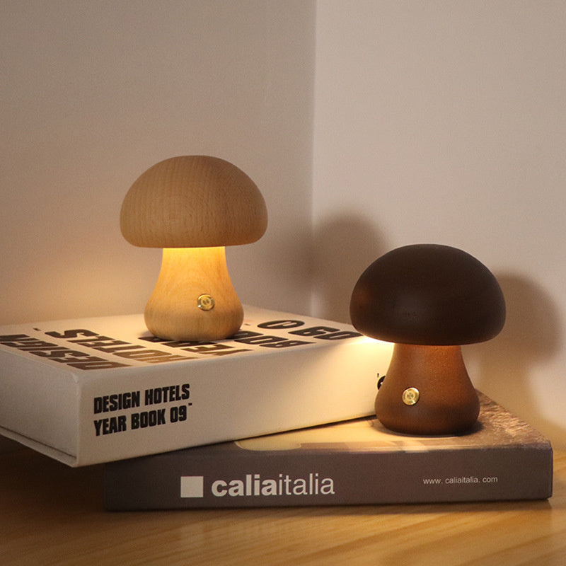 MushRoomGlow – Vintage Table Lamp with Wooden Design for a Cozy Atmosphere
