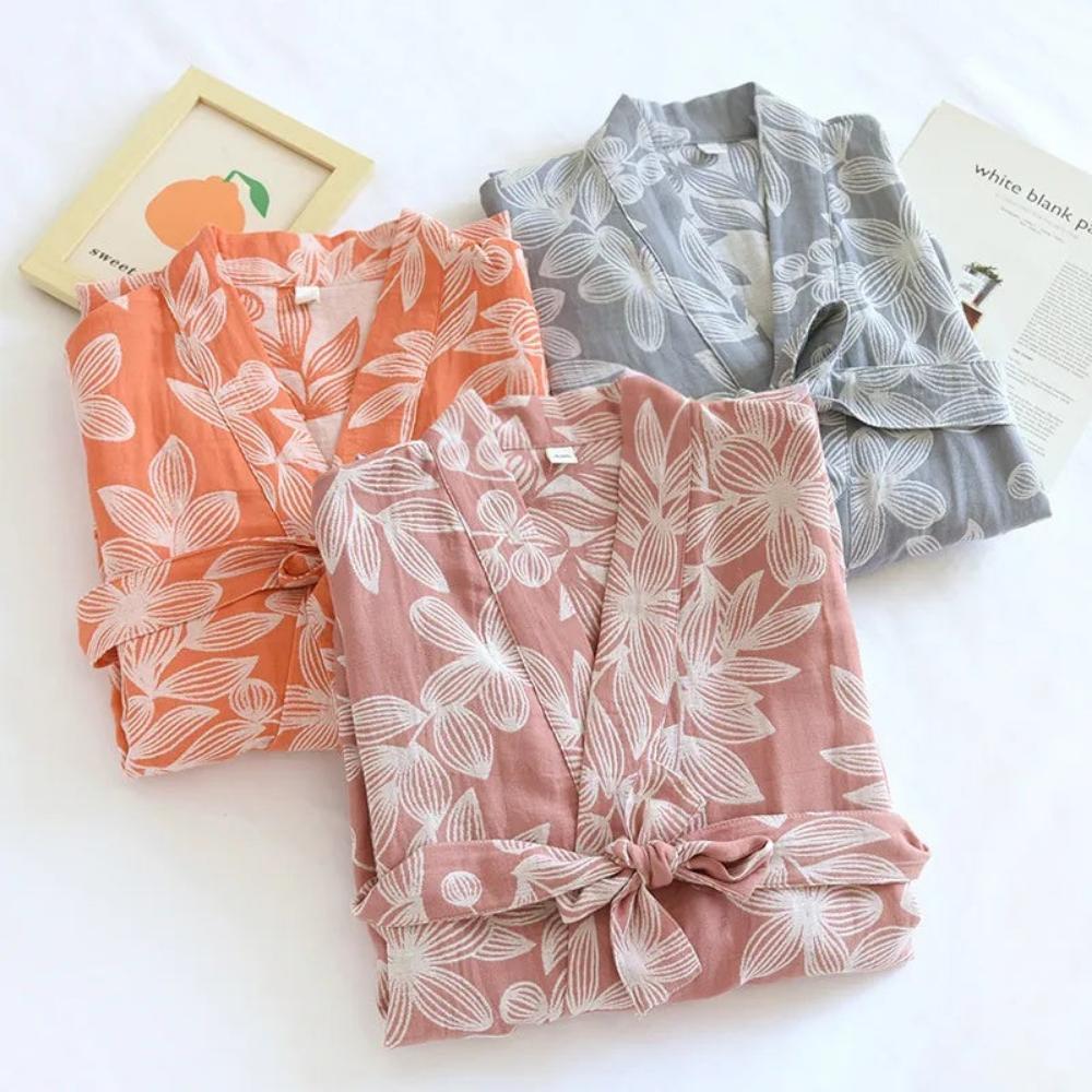 SereniLoom – Zachte & Ademende Kimono Badjas van Luxe Katoen voor Ontspannen Momenten