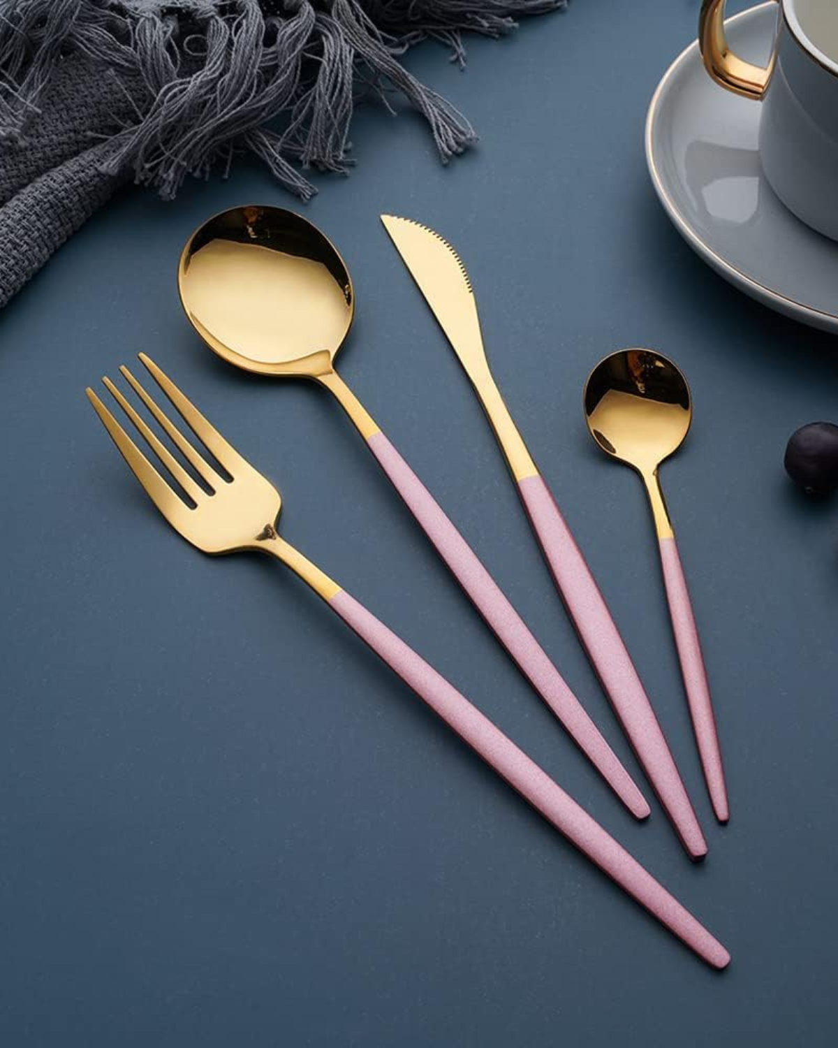 La Lumine – Luxury Cutlery Set with Gold Accents & Matte Black Handles