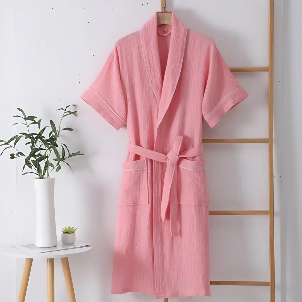 LumiLounge Luxe Cotton Bathrobe with Short Sleeves – For a Fresh and Stylish Summer Look