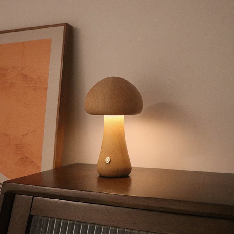 MushRoomGlow – Vintage Table Lamp with Wooden Design for a Cozy Atmosphere