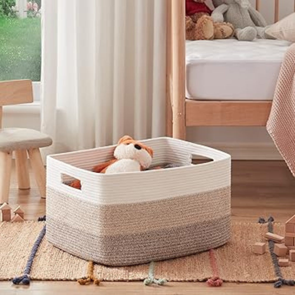 CasaLoom Luxe Cotton Storage Basket – Stylish Organizer for a Refined Interior
