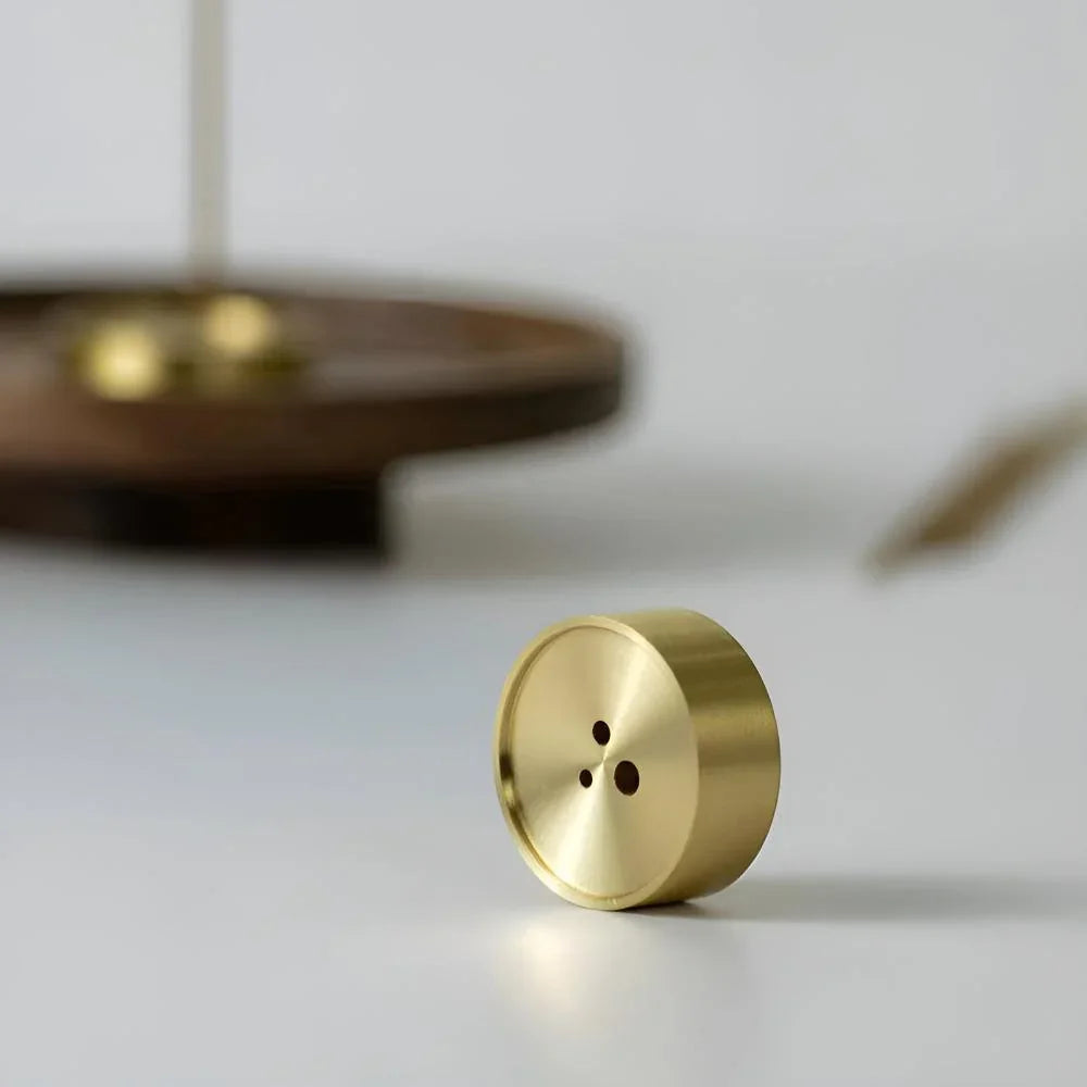 Porte-Encens en Bois avec Insert en Cuivre et Coupelle à Cendres pour Méditation