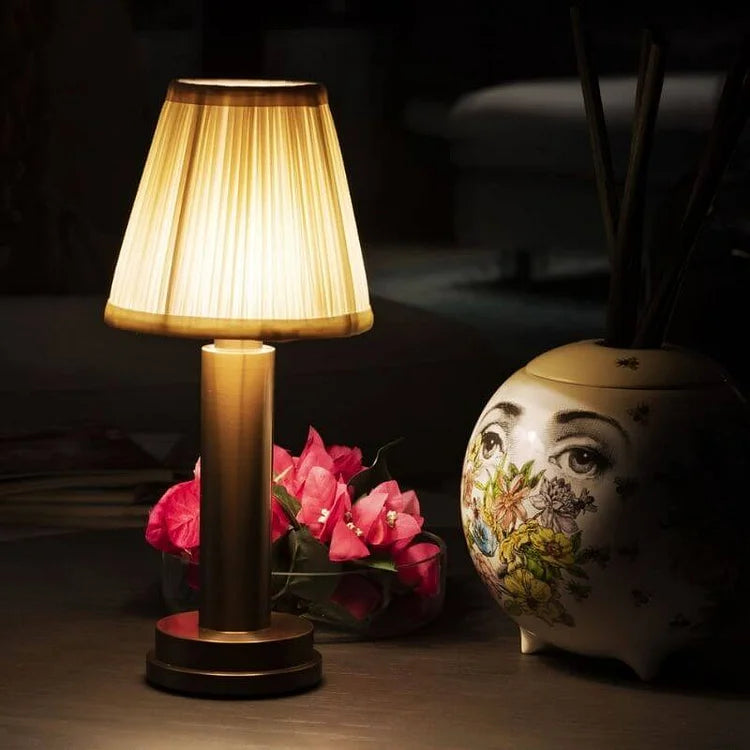 LuxeLoom – Cordless Table Lamp with Refined Fabric Shade and LED Lighting