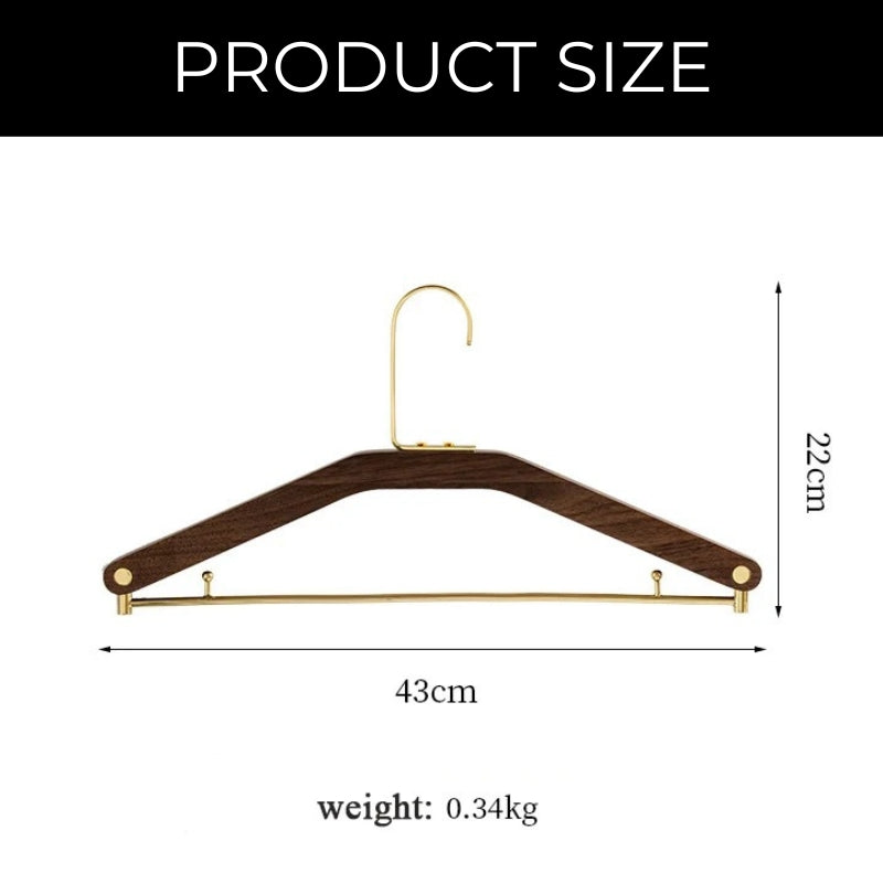 EleganceHanger – Luxe Walnut & Brass Clothes Hangers for a Stylish Wardrobe