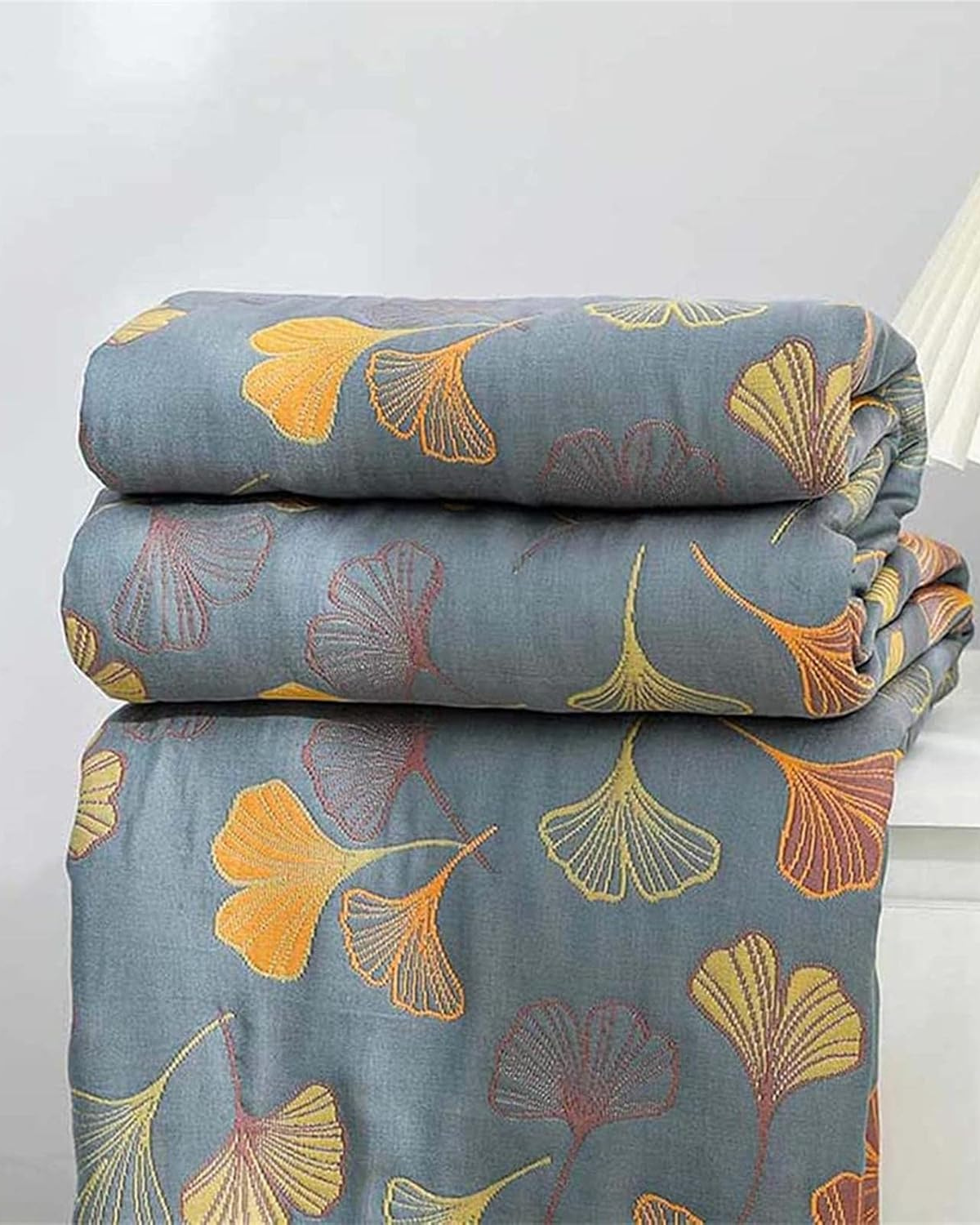 Aurielle – Luxe Cotton Throw with Refined Leaf Pattern for Warmth and Style