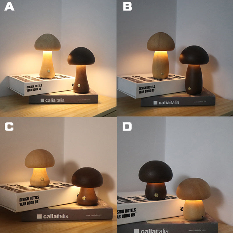 MushRoomGlow – Vintage Table Lamp with Wooden Design for a Cozy Atmosphere