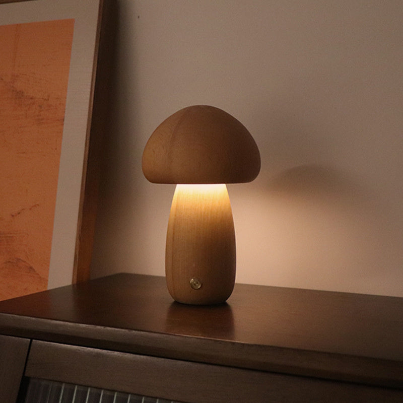MushRoomGlow – Vintage Table Lamp with Wooden Design for a Cozy Atmosphere