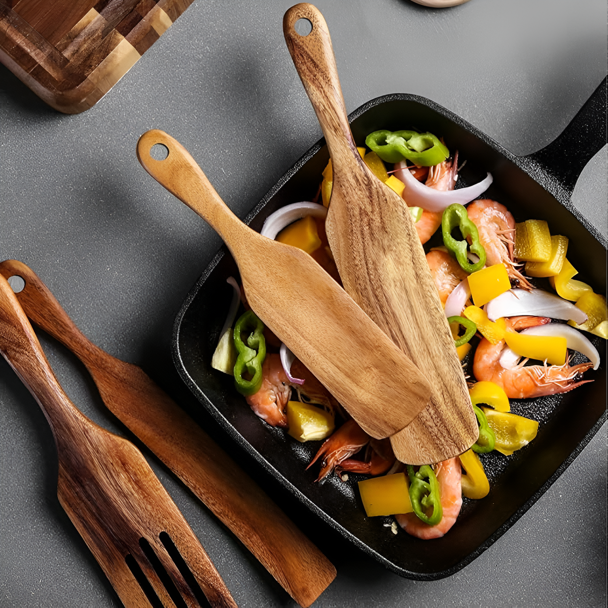 TeakCraft – Luxe Wooden Spatula Set for Scratch-Free Cooking