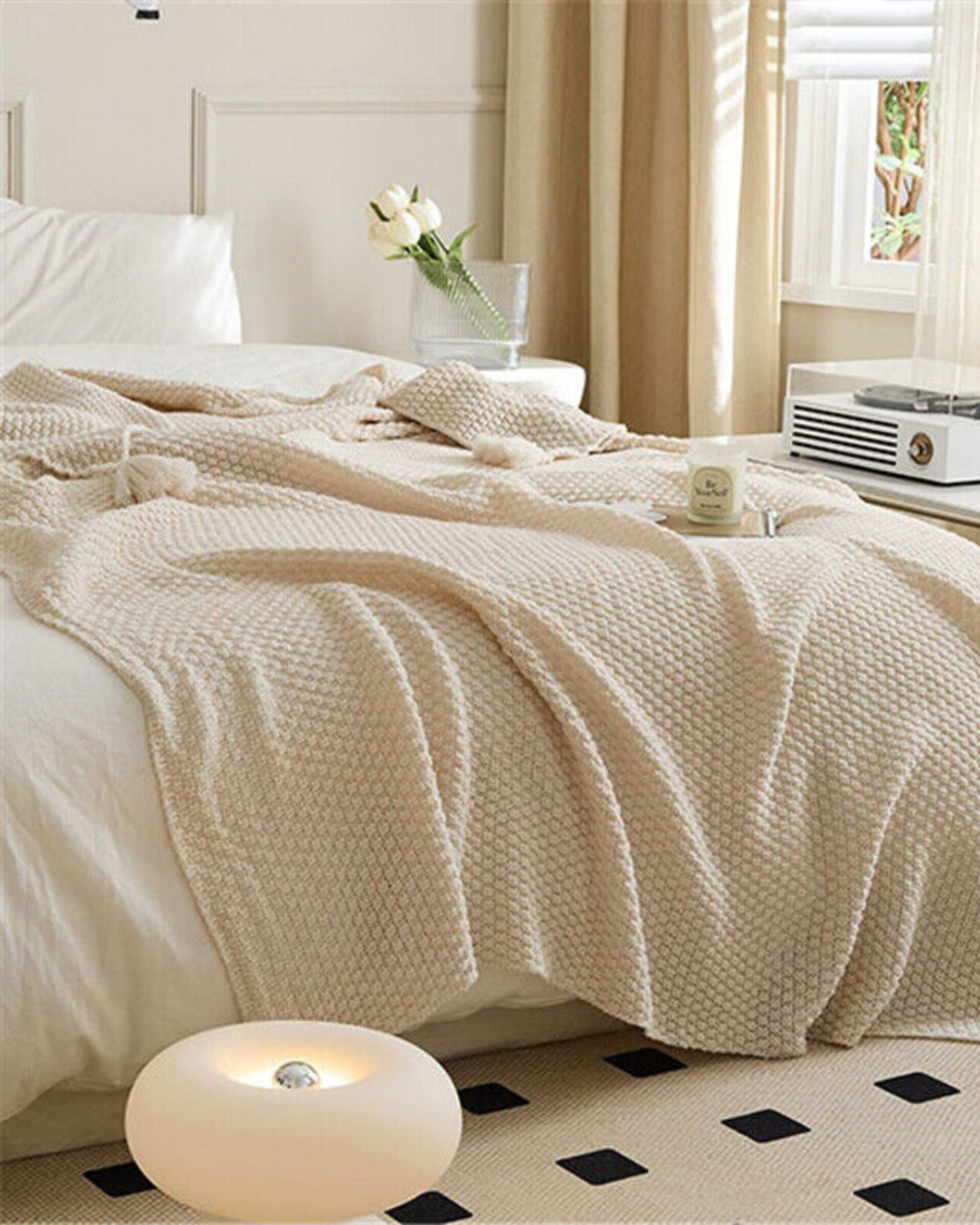 Rêve Maison – Luxury Knitted Throw with Subtle Fringe Details