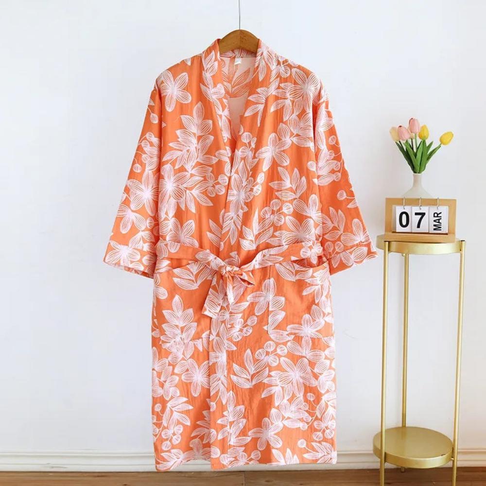 SereniLoom – Zachte & Ademende Kimono Badjas van Luxe Katoen voor Ontspannen Momenten