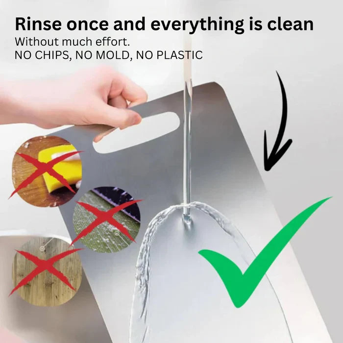 TitanEdge – 100% Stainless Steel Antibacterial Cutting Board for Hygienic and Durable Cooking