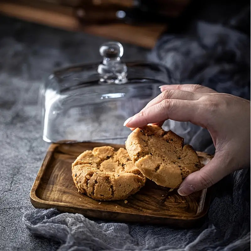 PureServe – Wooden and Glass Butter Dish for an Elegant Table Presentation