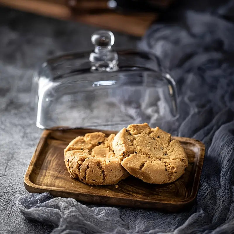 PureServe – Wooden and Glass Butter Dish for an Elegant Table Presentation