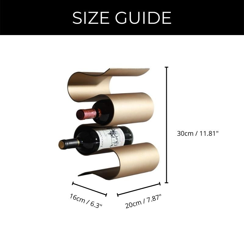 VinoFlow – Stylish Metal Wine Rack with Elegant Wavy Design for 4 Bottles