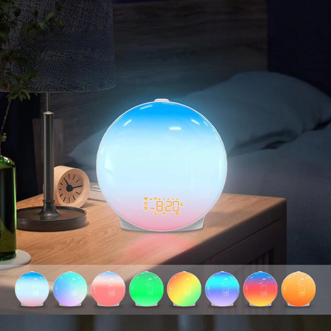 AuroraGlow – Luxe Wekkerlamp met Zonsopgangsimulatie en Rustgevend Sfeerverlichting