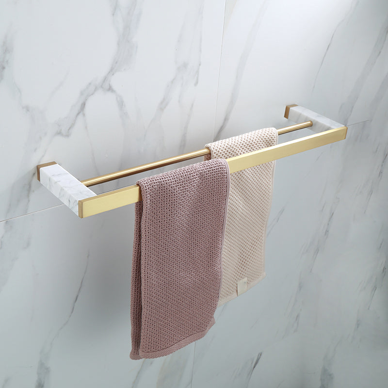 Auréno Luxe Bathroom Accessory Set – Polished Brass & Marble Look for a Timeless Interior