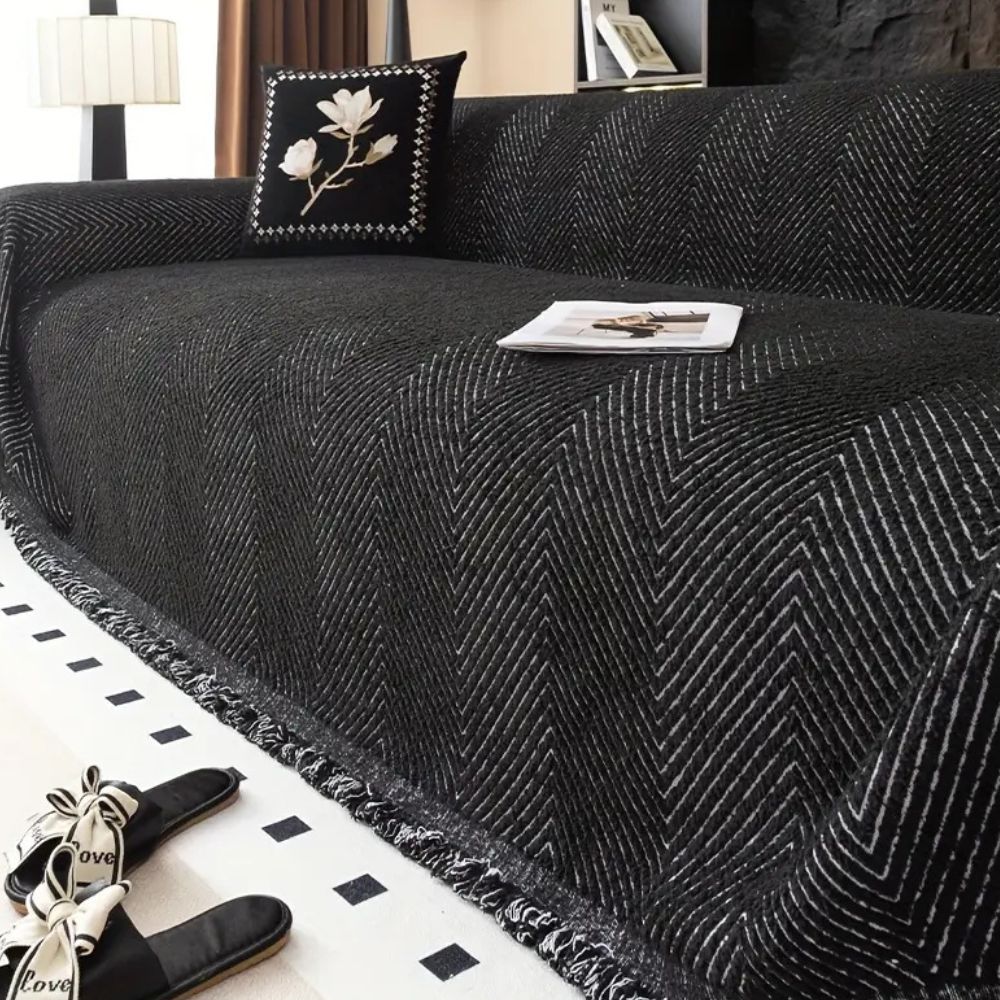 LumiWeave Luxe Herringbone Sofa Cover – Stylish Protection for a Timeless Interior