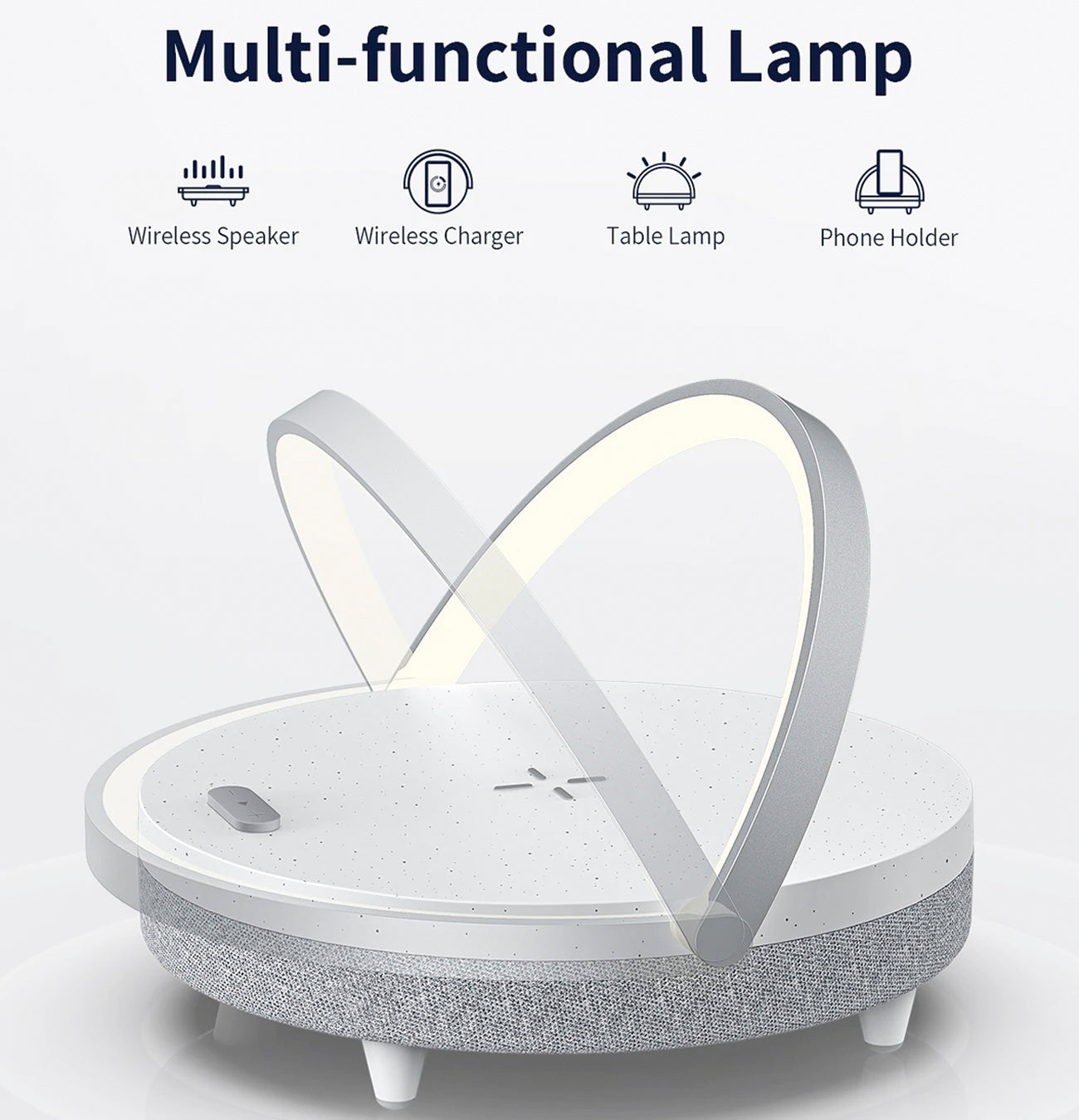 LumeSync – 4-in-1 Dimmable Bed Lamp with Wireless Charger and Bluetooth Speaker