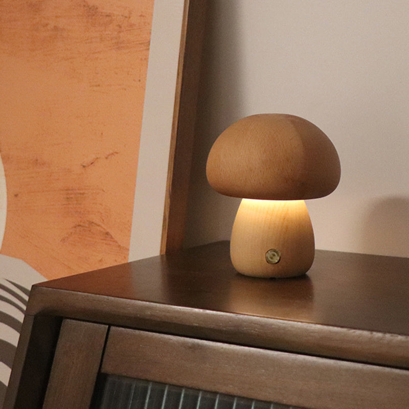 MushRoomGlow – Vintage Table Lamp with Wooden Design for a Cozy Atmosphere