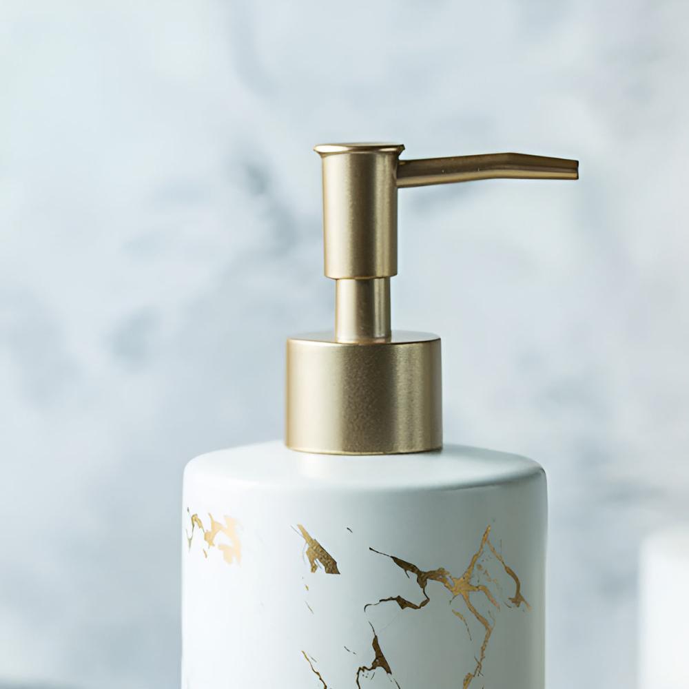 Marbella Luxe Soap Dispenser – Stylish Marble Look with Golden Accents for an Elegant Interior