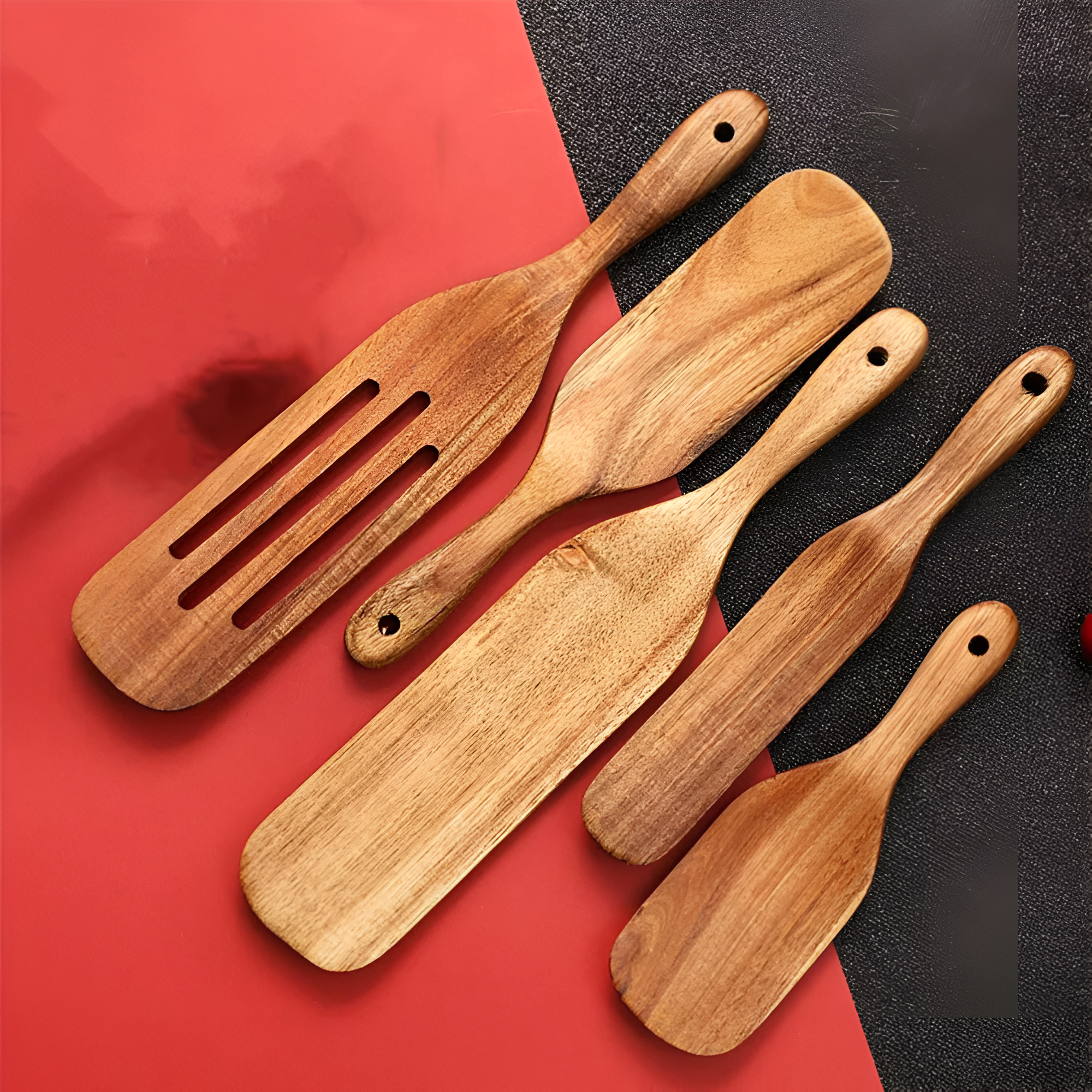 TeakCraft – Luxe Wooden Spatula Set for Scratch-Free Cooking