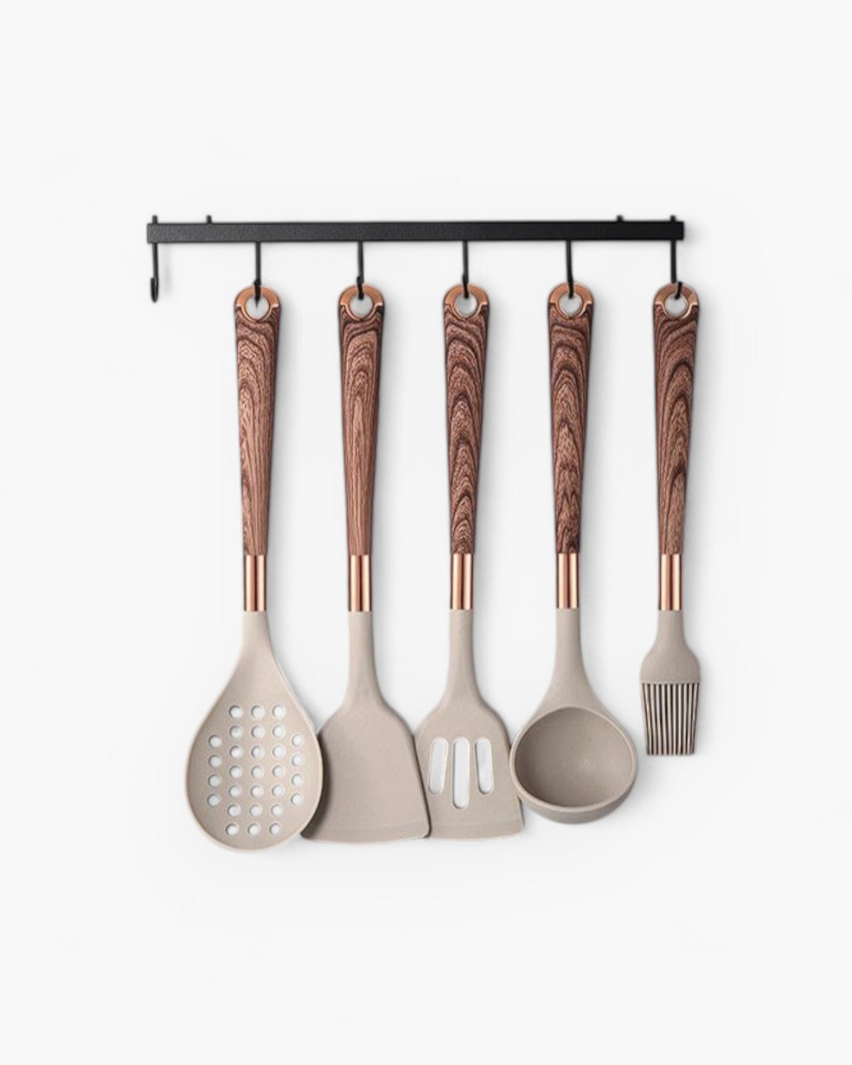 The Elegance – 11-Piece Luxury Kitchen Set with Wood-Look Handles & Gold Accents