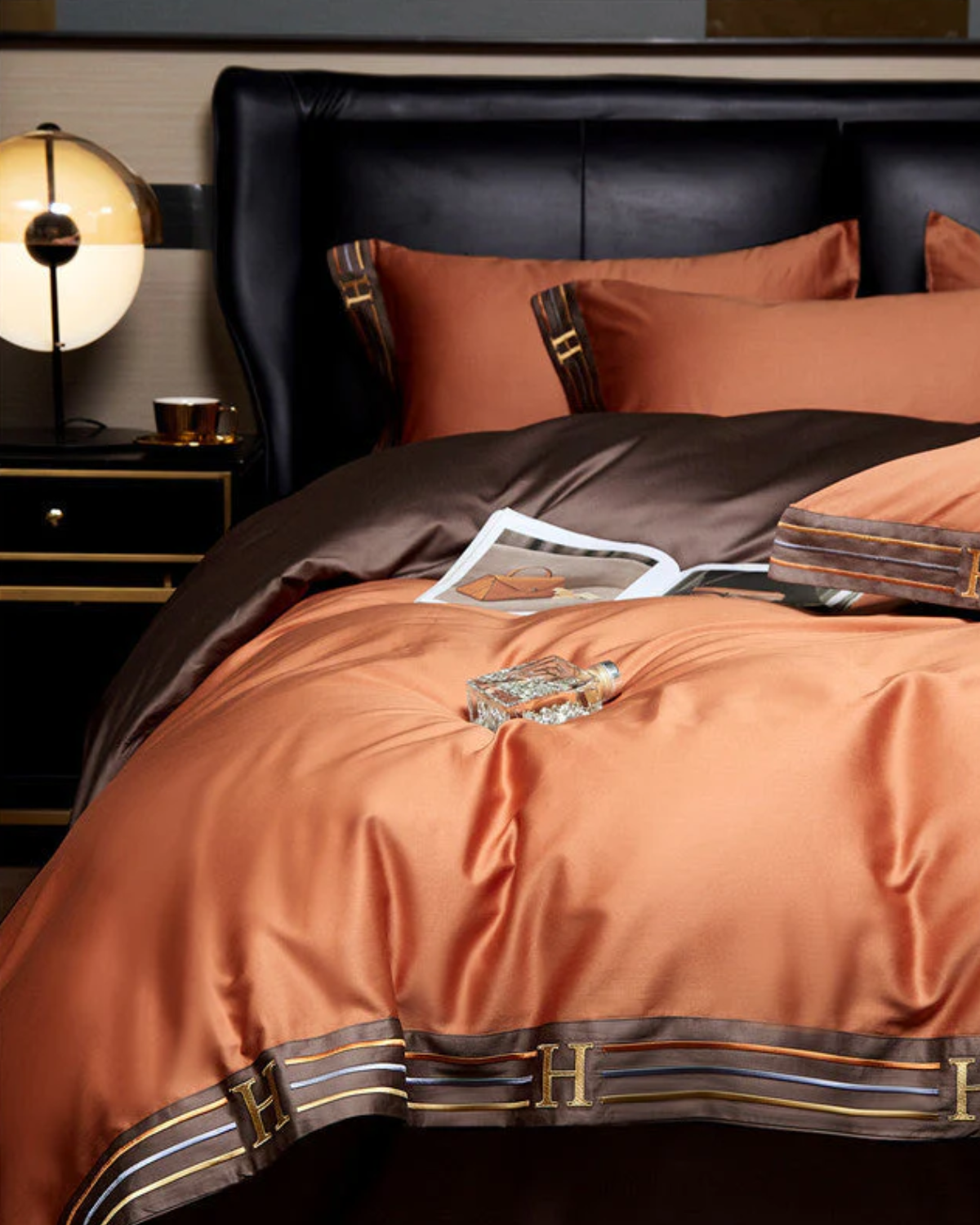 Serenity Luxe – 4-piece Cotton Satin Bedding Set with Elegant Embroidery