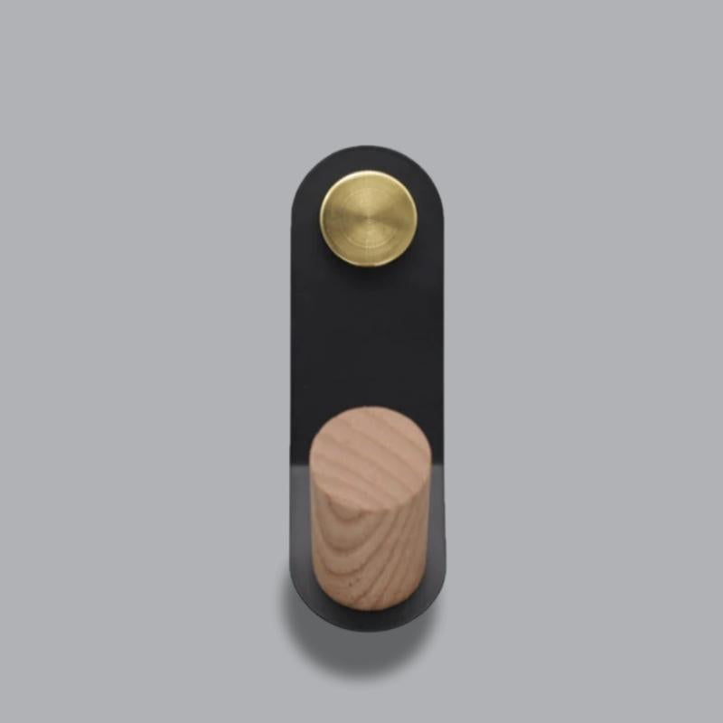 ScandiHook – Minimalist Pastel Wall Hook with Oak Wood & Brass Accent