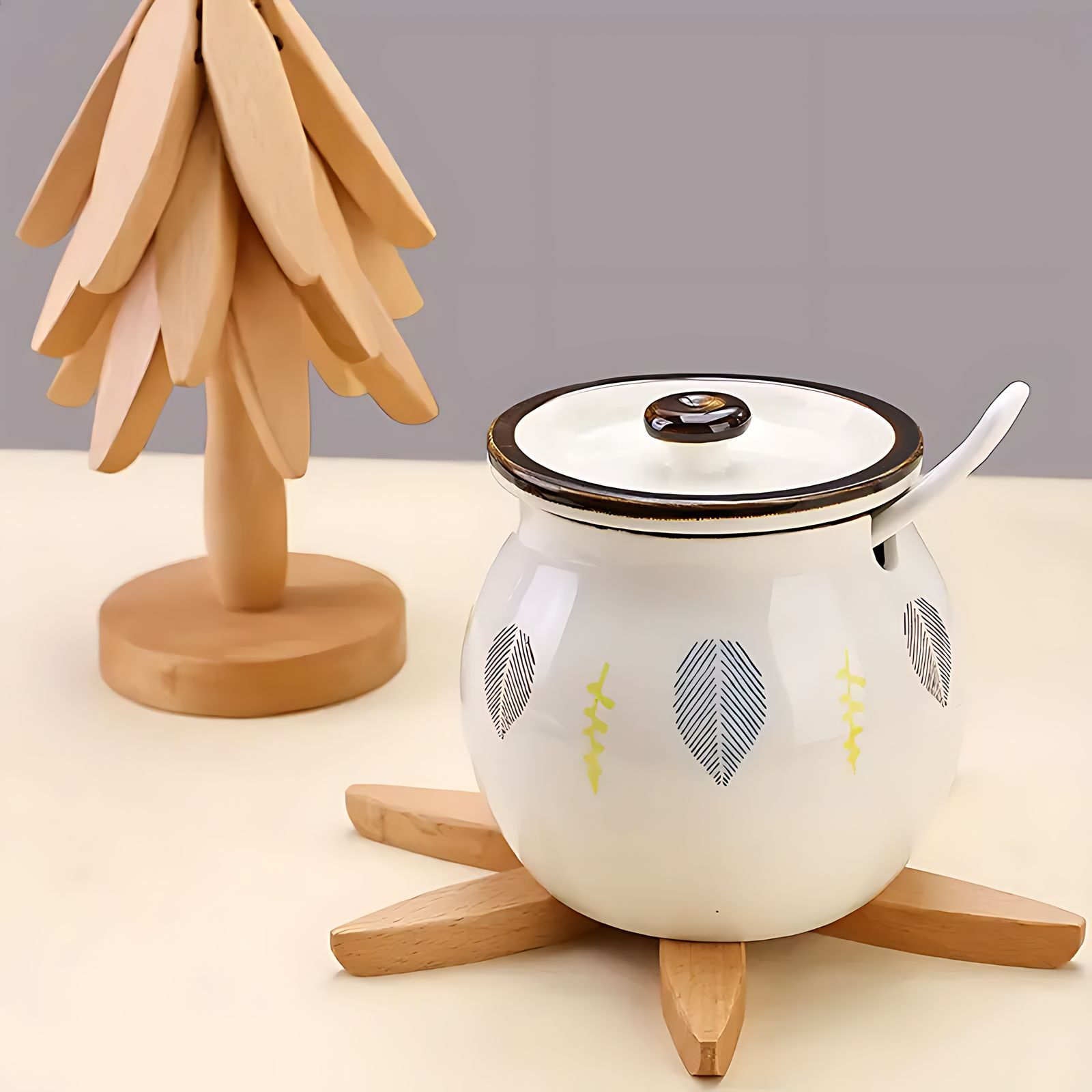 LumiWood – Elegant Wooden Coaster Set in Tree Design for a Stylish Interior