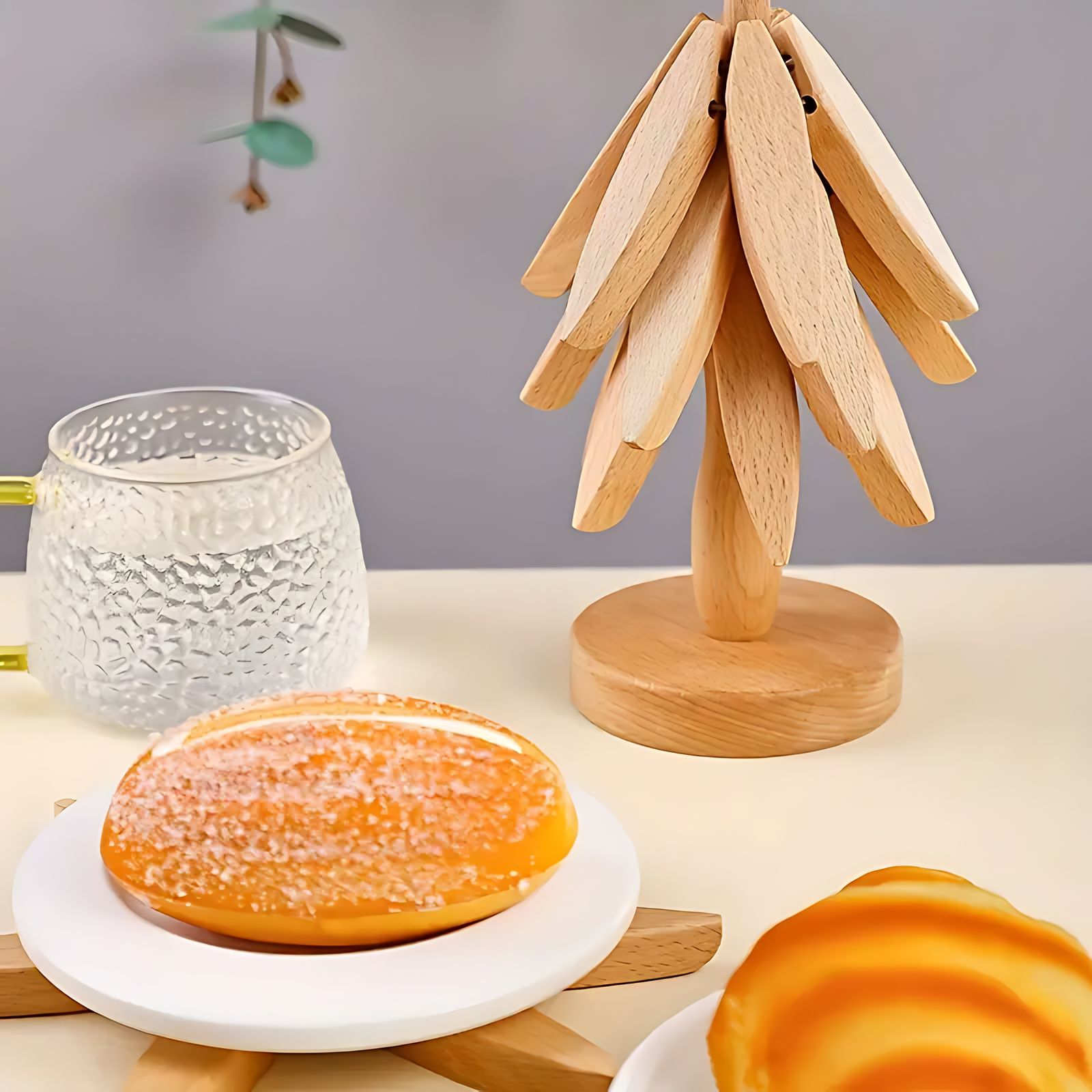 LumiWood – Elegant Wooden Coaster Set in Tree Design for a Stylish Interior