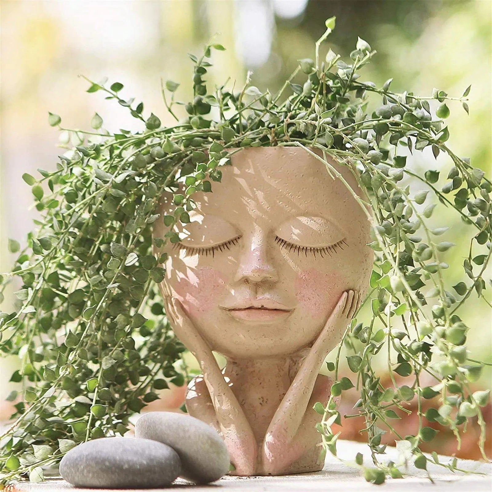 BlushBloom – Elegant Resin Plant Pot with Artistic Facial Details