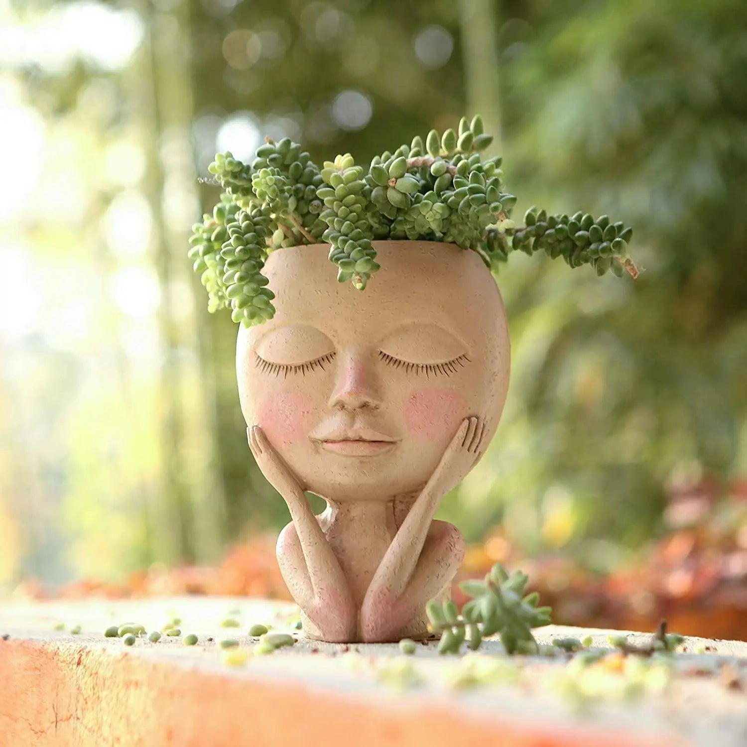 BlushBloom – Elegant Resin Plant Pot with Artistic Facial Details