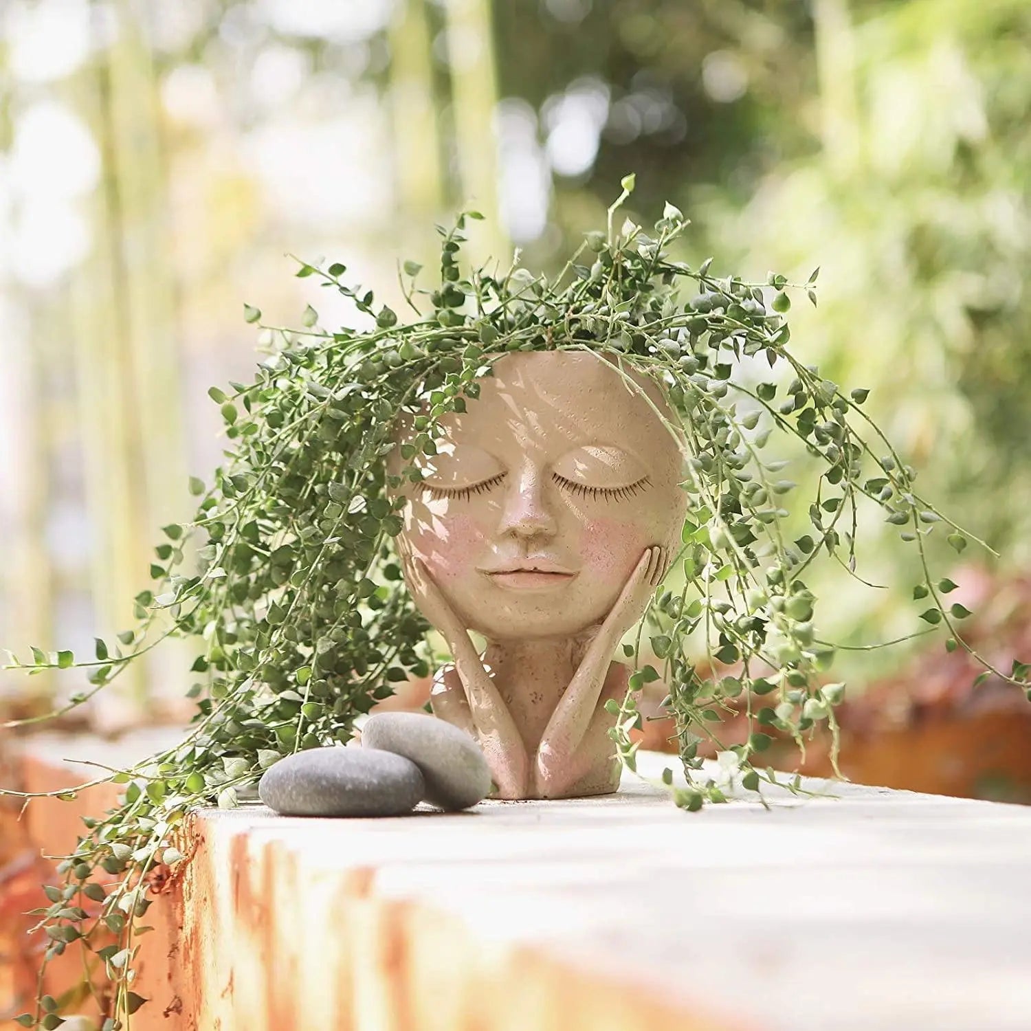 BlushBloom – Elegant Resin Plant Pot with Artistic Facial Details