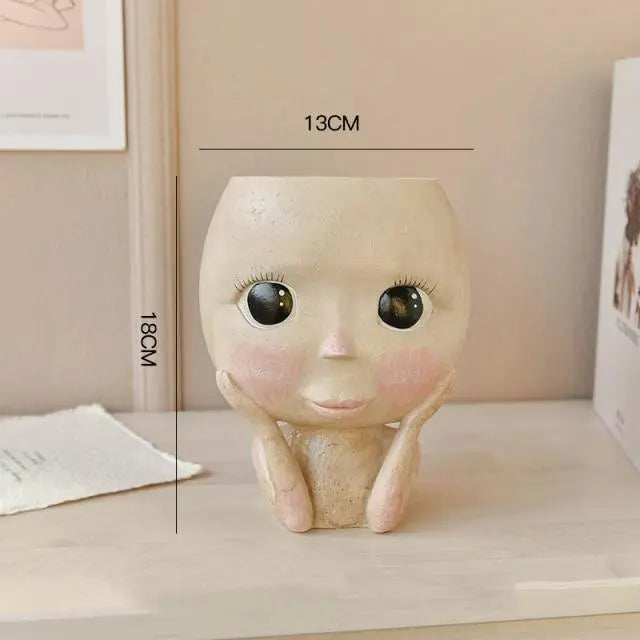 BlushBloom – Elegant Resin Plant Pot with Artistic Facial Details