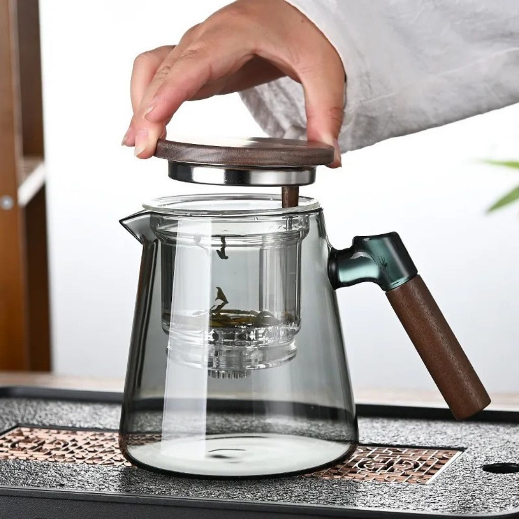LumiBrew Elegante Glazen Theepot met RVS Infuser – Voor een Stijlvol Theemoment