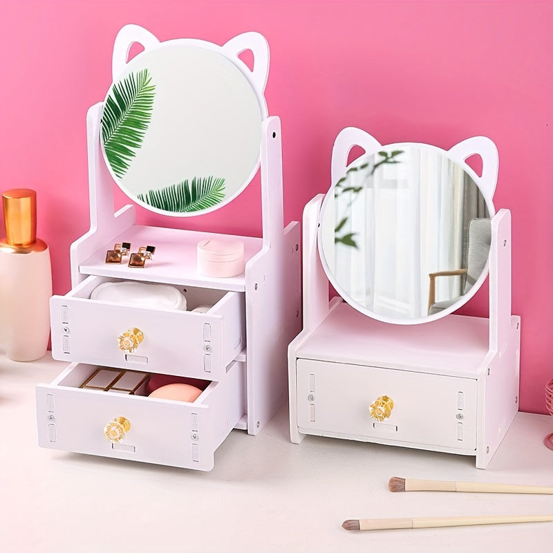 LumiCharm Elegant Makeup Mirror with Storage Drawer – Stylish Table Design for a Refined Beauty Routine