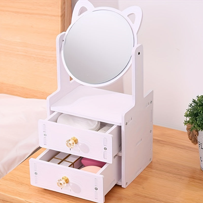 LumiCharm Elegant Makeup Mirror with Storage Drawer – Stylish Table Design for a Refined Beauty Routine