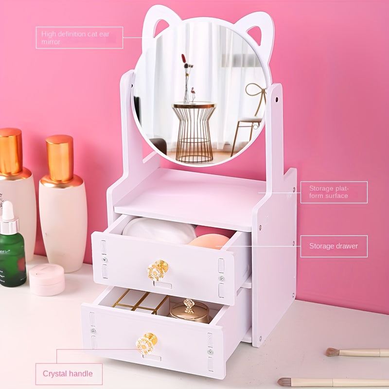 LumiCharm Elegant Makeup Mirror with Storage Drawer – Stylish Table Design for a Refined Beauty Routine
