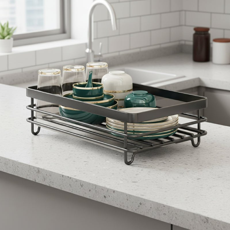 Foldable Stainless Steel Drying Rack with Silicone Feet for Kitchen