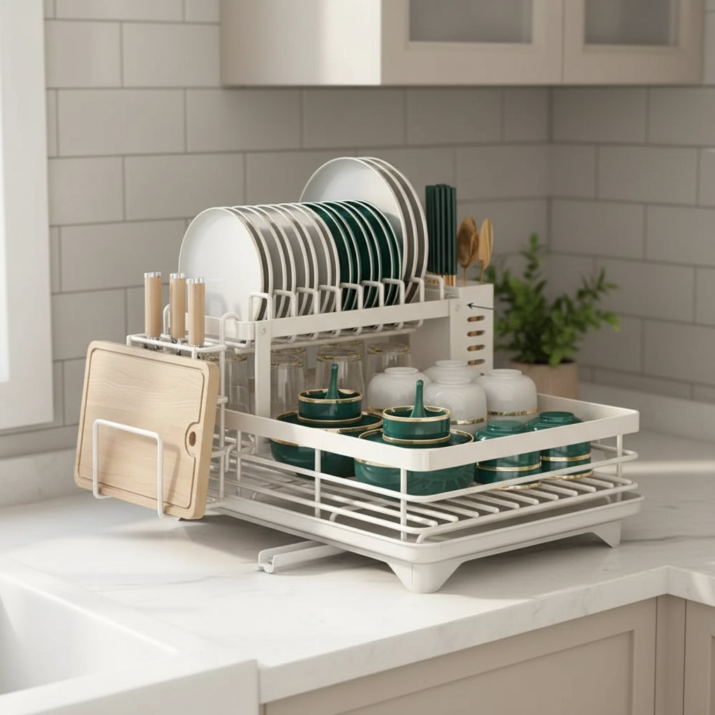 Foldable Stainless Steel Drying Rack with Silicone Feet for Kitchen