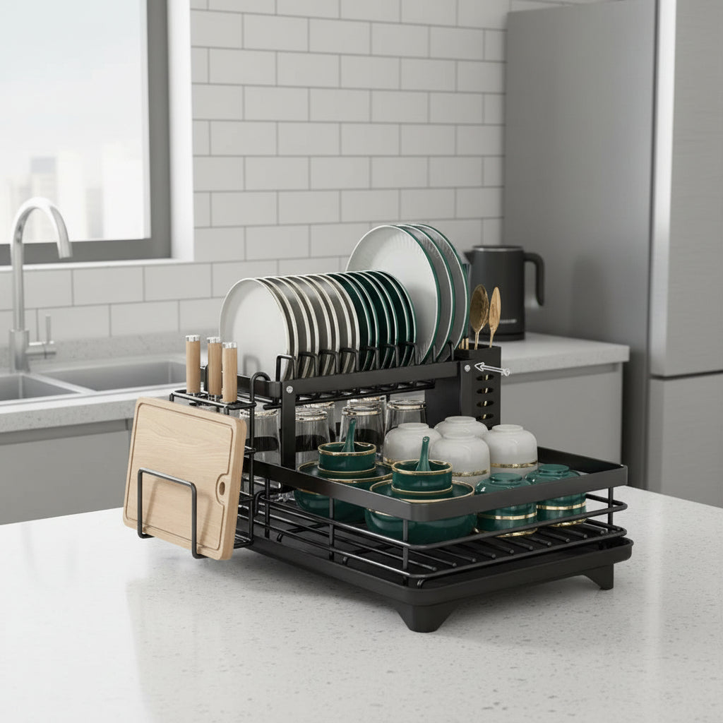 Foldable Stainless Steel Drying Rack with Silicone Feet for Kitchen