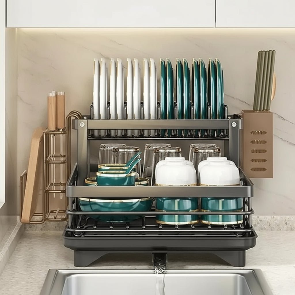 Foldable Stainless Steel Drying Rack with Silicone Feet for Kitchen